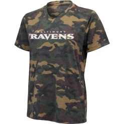 Majestic Threads Women's Threads Lamar Jackson Camo Baltimore Ravens Name & Number V-Neck Tri-Blend T-Shirt -Mitchell & Ness store DSCO1151453321 BGrd ALT2