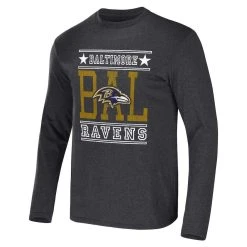 NFL X Darius Rucker Collection By Fanatics Men's Heathered Charcoal Baltimore Ravens Long Sleeve T-Shirt -Mitchell & Ness store DSCO1151453574 4135 ALT2