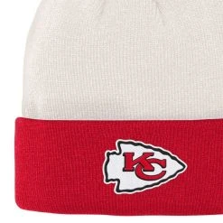 Outerstuff Youth Cream/Red Kansas City Chiefs Bone Cuffed Knit Hat