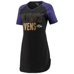 Women's Concepts Sport Black/Heathered Purple Baltimore Ravens Meter Raglan V-Neck Knit Nightshirt -Mitchell & Ness store DSCO1151839531 1007 ALT2