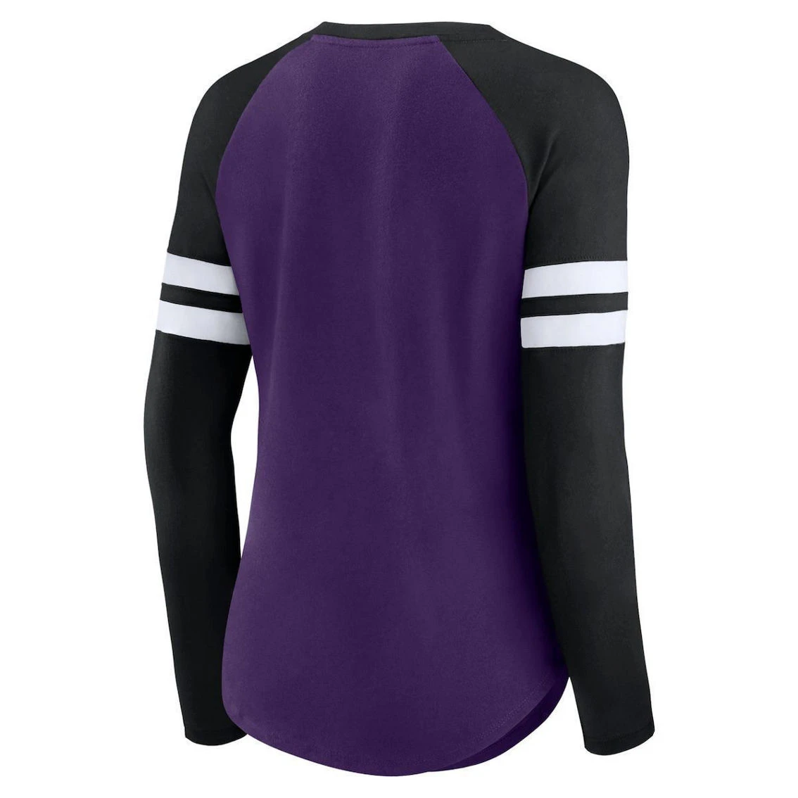Fanatics Branded Women's Purple/Black Baltimore Ravens True To Form Raglan Lace-Up V-Neck Long Sleeve T-Shirt 6 Fanatics Branded Women's Purple/Black Baltimore Ravens True To Form Raglan Lace-Up V-Neck Long Sleeve T-Shirt - Image 4