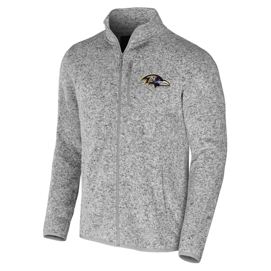 NFL X Darius Rucker Collection By Fanatics Men's Heather Gray Baltimore Ravens Fleece Full-Zip Jacket 5 NFL X Darius Rucker Collection By Fanatics Men's Heather Gray Baltimore Ravens Fleece Full-Zip Jacket - Image 3