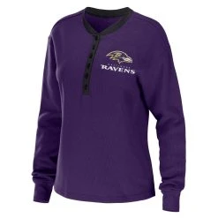 WEAR By Erin Andrews Women's Purple Baltimore Ravens Waffle Henley Long Sleeve T-Shirt -Mitchell & Ness store DSCO1152056537 2729 ALT2