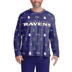 Men's FOCO Purple Baltimore Ravens Ugly Sweater Long Sleeve T-Shirt