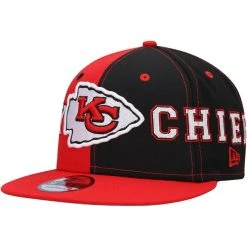 New Era Men's Red/Black Kansas City Chiefs Team Split 9FIFTY Snapback Hat