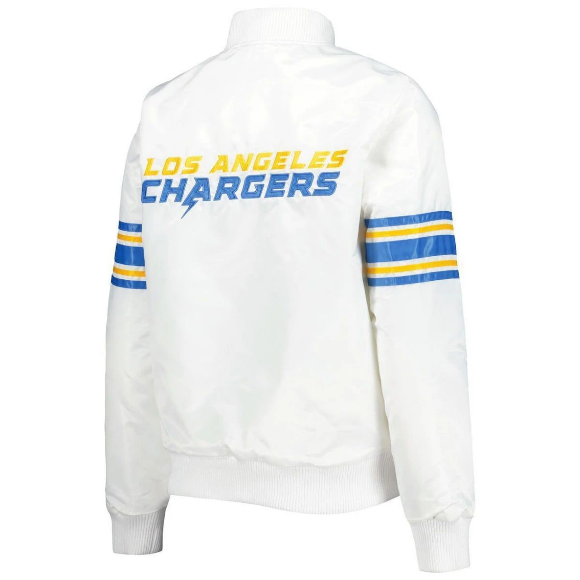 Starter Women's White Los Angeles Chargers Line Up Satin Full-Snap Varsity Jacket 6 Starter Women's White Los Angeles Chargers Line Up Satin Full-Snap Varsity Jacket - Image 4
