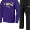 Concepts Sport Men's Black/Purple Baltimore Ravens Meter Long Sleeve T-Shirt & Pants Sleep Set