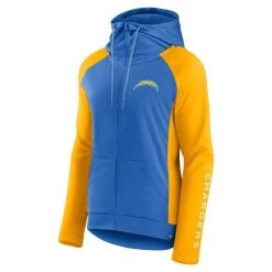 Fanatics Branded Women's Powder Blue/Gold Los Angeles Chargers End Around Raglan Full-Zip Hoodie -Mitchell & Ness store DSCO1152521531 1191 ALT2