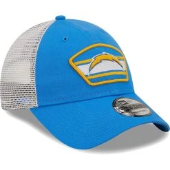 New Era Men's Powder Blue/White Los Angeles Chargers Logo Patch Trucker 9FORTY Snapback Hat -Mitchell & Ness store DSCO1152521730 1191 ALT3