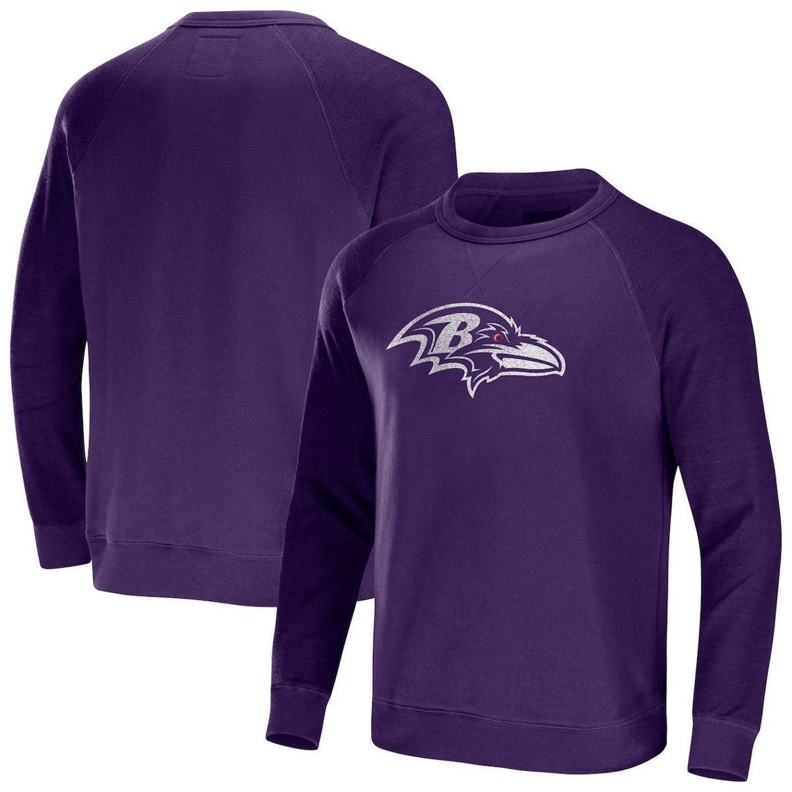 Men's NFL X Darius Rucker Collection By Fanatics Purple Baltimore Ravens Raglan Fleece Pullover Sweatshirt 4 Men's NFL X Darius Rucker Collection By Fanatics Purple Baltimore Ravens Raglan Fleece Pullover Sweatshirt - Image 2