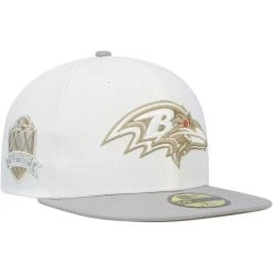 New Era Men's White/Gray Baltimore Ravens 20th Season Gold Undervisor 59FIFTY Fitted Hat