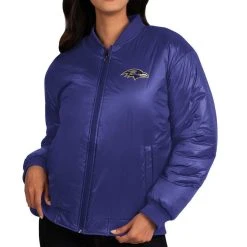 Women's G-III 4Her By Carl Banks Oatmeal/Purple Baltimore Ravens Switchback Reversible Full-Zip Jacket -Mitchell & Ness store DSCO1153008473 PURPWH ALT3