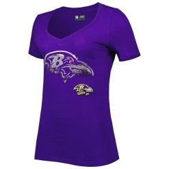 Women's New Era Purple Baltimore Ravens Ink Dye Sideline V-Neck T-Shirt -Mitchell & Ness store DSCO1153009003 2729 ALT2