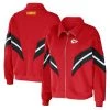 WEAR By Erin Andrews Women's Red Kansas City Chiefs Yarn Dye Stripe Full-Zip Jacket