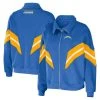 WEAR By Erin Andrews Women's Powder Blue Los Angeles Chargers Yarn Dye Stripe Full-Zip Jacket -Mitchell & Ness store DSCO1153009811 1191