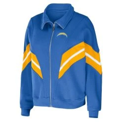 WEAR By Erin Andrews Women's Powder Blue Los Angeles Chargers Yarn Dye Stripe Full-Zip Jacket -Mitchell & Ness store DSCO1153009811 1191 ALT2
