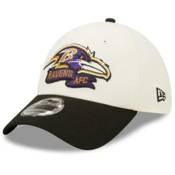 New Era Men's Cream/Black Baltimore Ravens 2022 Sideline 39THIRTY 2-Tone Flex Hat -Mitchell & Ness store DSCO1153010456 6662 ALT3
