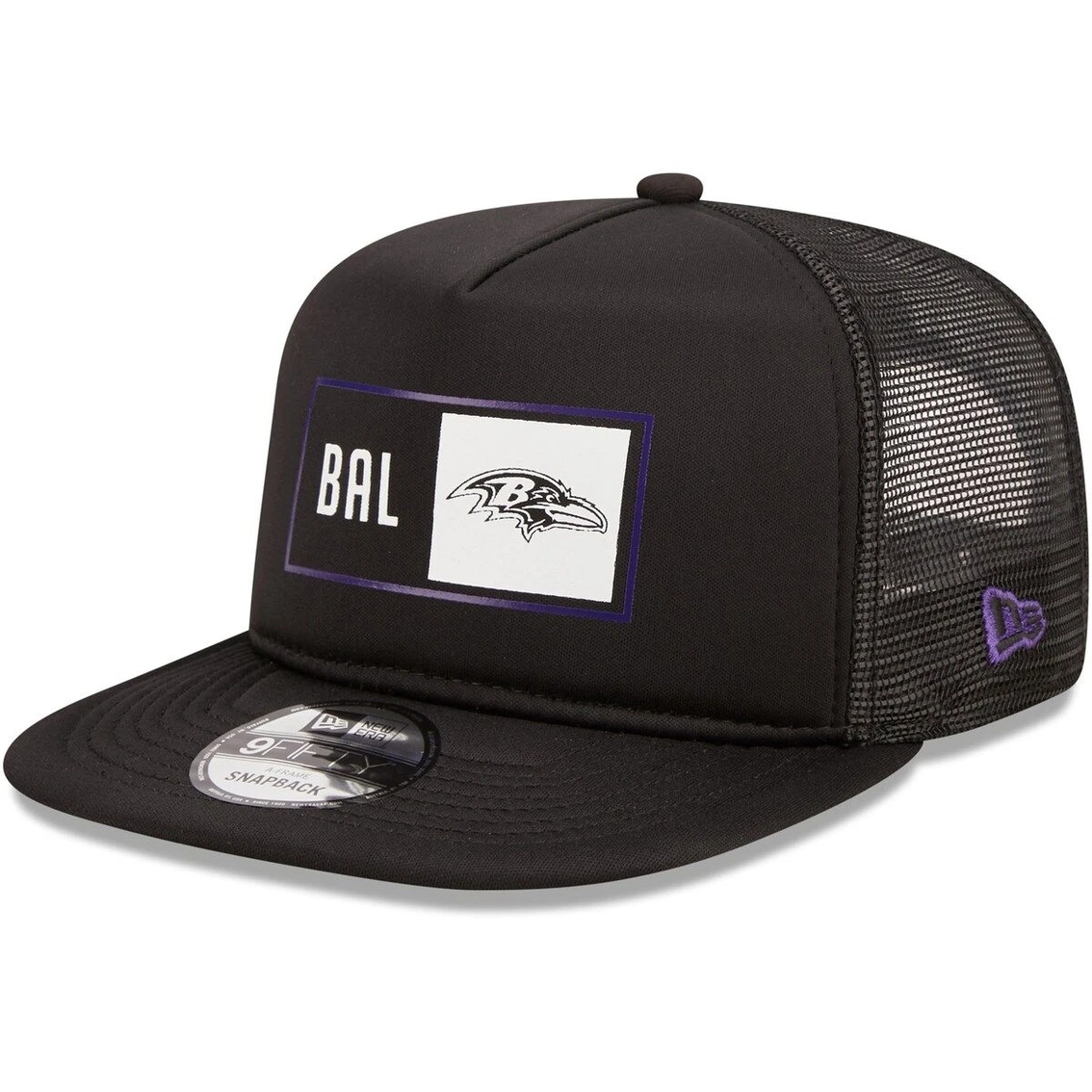 New Era Men's Black Baltimore Ravens Balanced Trucker 9FIFTY Snapback Hat 3 New Era Men's Black Baltimore Ravens Balanced Trucker 9FIFTY Snapback Hat