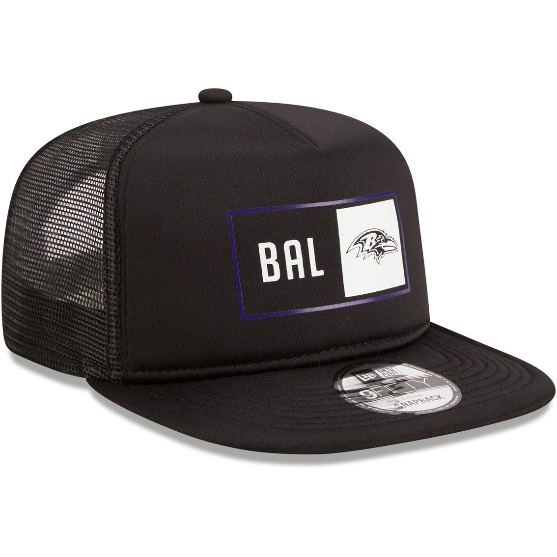 New Era Men's Black Baltimore Ravens Balanced Trucker 9FIFTY Snapback Hat 6 New Era Men's Black Baltimore Ravens Balanced Trucker 9FIFTY Snapback Hat - Image 4