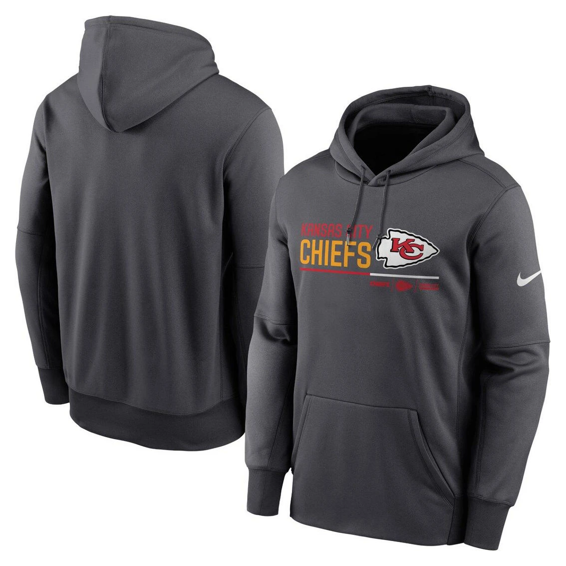 Nike Men's Anthracite Kansas City Chiefs Prime Logo Name Split Pullover Hoodie 4 Nike Men's Anthracite Kansas City Chiefs Prime Logo Name Split Pullover Hoodie - Image 2