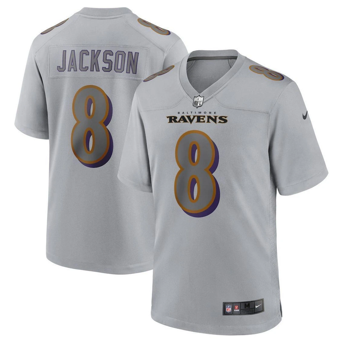 Nike Men's Lamar Jackson Gray Baltimore Ravens Atmosphere Fashion Game Jersey 4 Nike Men's Lamar Jackson Gray Baltimore Ravens Atmosphere Fashion Game Jersey - Image 2