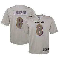 Nike Youth Lamar Jackson Gray Baltimore Ravens Atmosphere Fashion Game Jersey