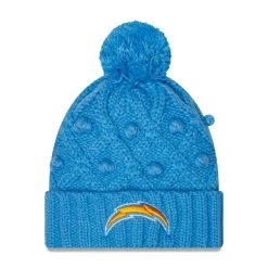 New Era Women's Powder Blue Los Angeles Chargers Toasty Cuffed Knit Hat With Pom -Mitchell & Ness store DSCO1153013802 1191 ALT1