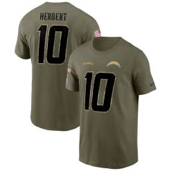 Men's Nike Justin Herbert Olive Los Angeles Chargers 2022 Salute To Service Name & Number T-Shirt -Mitchell & Ness store DSCO1153014353 2068 ALT1