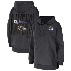WEAR By Erin Andrews Women's Heather Charcoal Baltimore Ravens Fleece Pullover Hoodie