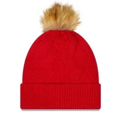 New Era Women's Red Kansas City Chiefs Snowy Cuffed Knit Hat With Pom -Mitchell & Ness store DSCO1153015790 2910 ALT2