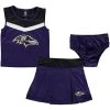 Outerstuff Girls Preschool Purple Baltimore Ravens Two-Piece Spirit Cheer Cheerleader Set With Bloomers