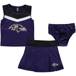 Outerstuff Girls Preschool Purple Baltimore Ravens Two-Piece Spirit Cheer Cheerleader Set With Bloomers