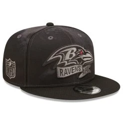 New Era Men's Black Baltimore Ravens Ink Dye Tonal 2022 Sideline 9FIFTY Snapback Hat