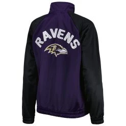 G-III 4Her By Carl Banks Women's Purple/Black Baltimore Ravens Confetti Raglan Full-Zip Track Jacket -Mitchell & Ness store DSCO1153017217 2729 ALT3