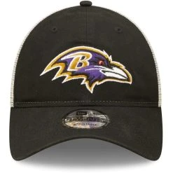 New Era Men's Black/Natural Baltimore Ravens Loyal 9TWENTY Trucker Snapback Hat -Mitchell & Ness store DSCO1153017521 1007 ALT2