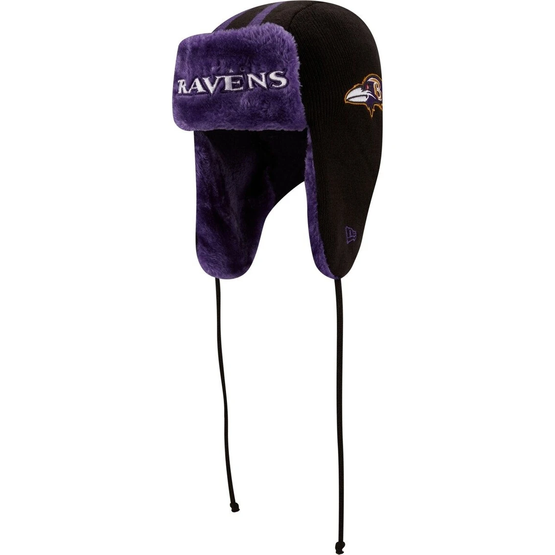 New Era Men's Black Baltimore Ravens Helmet Head Trapper Knit Hat 4 New Era Men's Black Baltimore Ravens Helmet Head Trapper Knit Hat - Image 2
