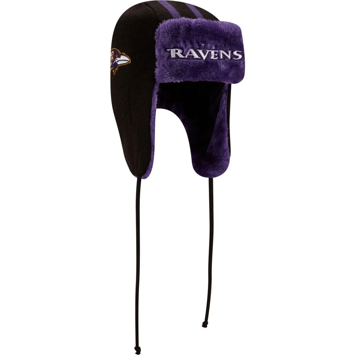 New Era Men's Black Baltimore Ravens Helmet Head Trapper Knit Hat 6 New Era Men's Black Baltimore Ravens Helmet Head Trapper Knit Hat - Image 4
