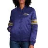 Starter Women's Purple Baltimore Ravens Line Up Satin Full-Snap Varsity Jacket