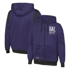 Men's New Era Purple Baltimore Ravens Combine Authentic Drop Back Full-Zip Hoodie