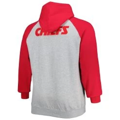 Profile Men's Heather Gray Kansas City Chiefs Big & Tall Fleece Raglan Full-Zip Hoodie Jacket -Mitchell & Ness store DSCO1153024649 1927 ALT3