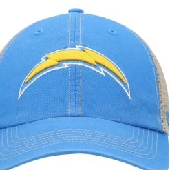'47 Men's Powder Blue/Natural Los Angeles Chargers Trawler Trucker Clean Up Snapback Hat -Mitchell & Ness store DSCO1153027026 1191 ALT2