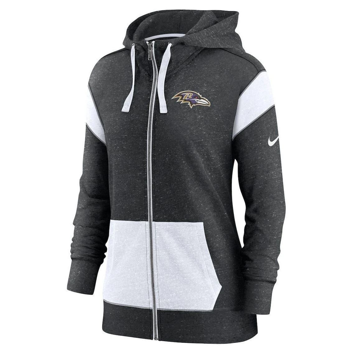 Nike Women's Heathered Black/Heathered White Baltimore Ravens Monaco Full-Zip Hoodie 5 Nike Women's Heathered Black/Heathered White Baltimore Ravens Monaco Full-Zip Hoodie - Image 3