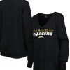 Cuce Women's Black Los Angeles Chargers Sequin Logo V-Neck Pullover Sweatshirt 1 Cuce Women's Black Los Angeles Chargers Sequin Logo V-Neck Pullover Sweatshirt -Mitchell & Ness store DSCO1153027410 1007