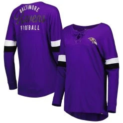 New Era Women's Purple Baltimore Ravens Athletic Varsity Lace-Up Long Sleeve T-Shirt