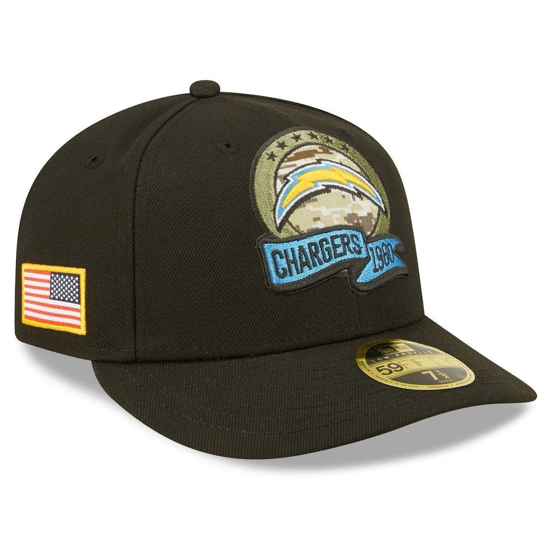 New Era Men's Black Los Angeles Chargers 2022 Salute To Service Low 59FIFTY Fitted Hat 4 New Era Men's Black Los Angeles Chargers 2022 Salute To Service Low 59FIFTY Fitted Hat - Image 2