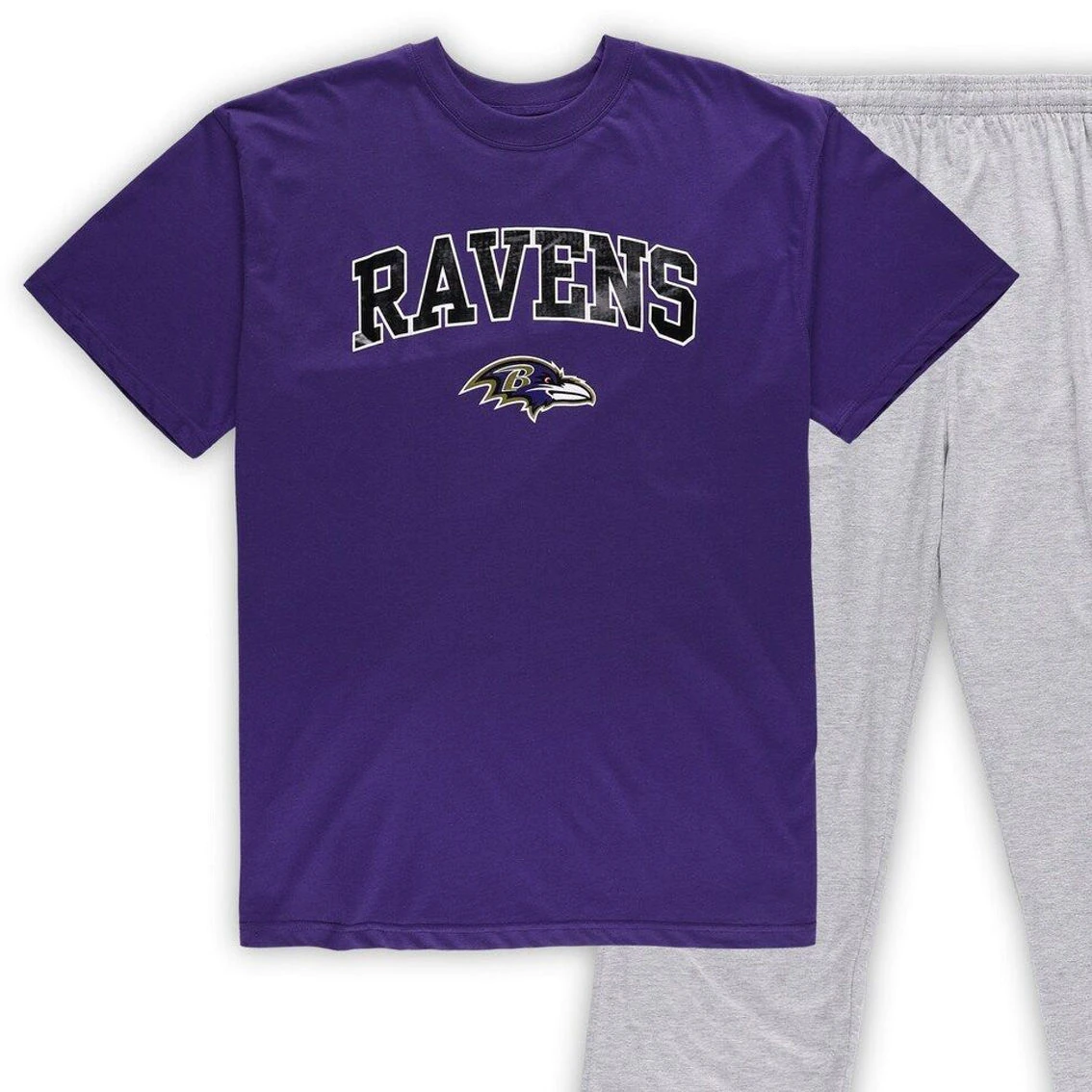 Men's Concepts Sport Purple/Heathered Gray Baltimore Ravens Big & Tall T-Shirt & Pants Sleep Set 4 Men's Concepts Sport Purple/Heathered Gray Baltimore Ravens Big & Tall T-Shirt & Pants Sleep Set - Image 2