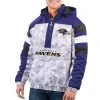 Men's Starter White/Purple Baltimore Ravens Thursday Night Gridiron Raglan Half-Zip Hooded Jacket -Mitchell & Ness store DSCO1153145654 3550