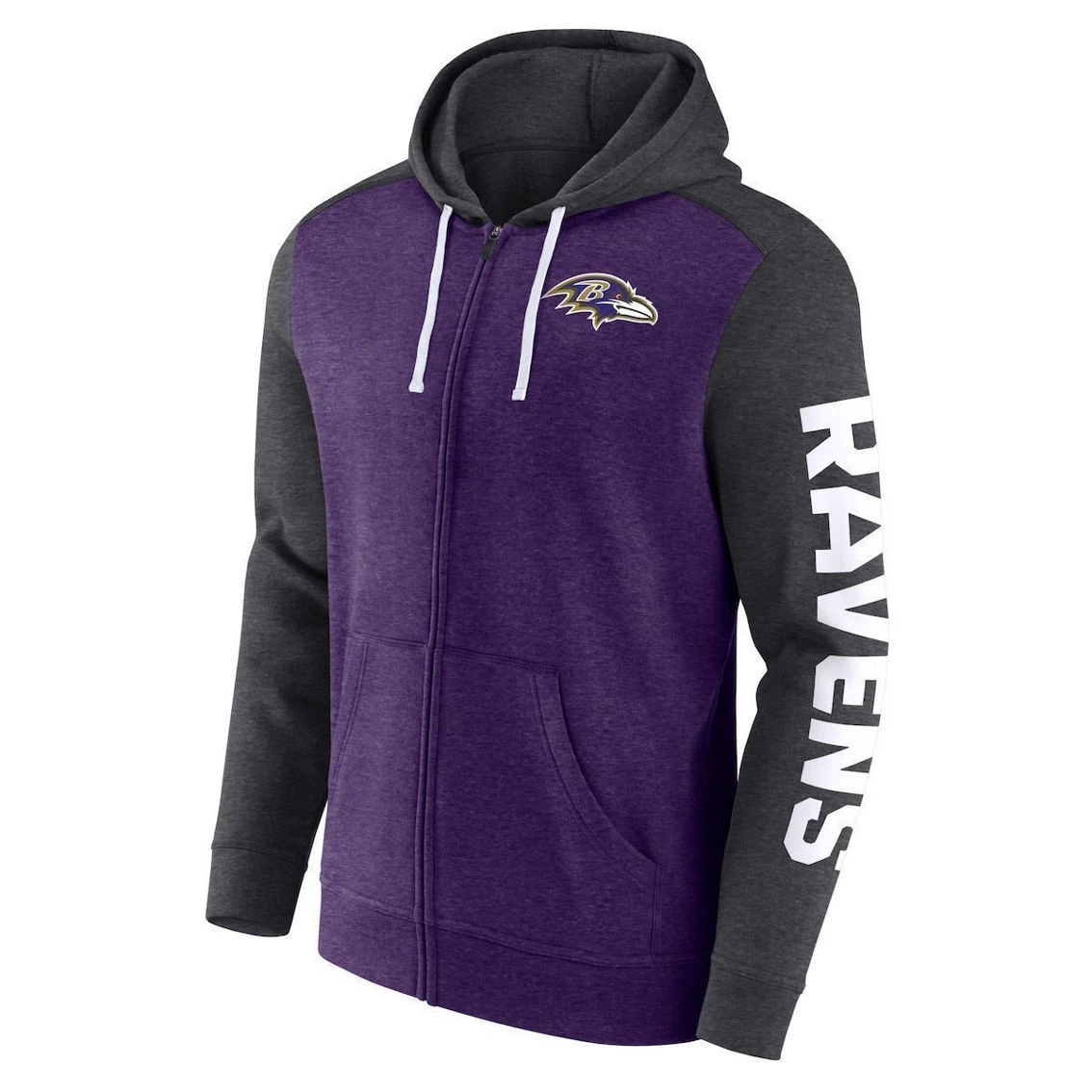 Men's Fanatics Branded Heather Purple Baltimore Ravens Down And Distance Full-Zip Hoodie 5 Men's Fanatics Branded Heather Purple Baltimore Ravens Down And Distance Full-Zip Hoodie - Image 3