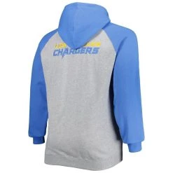 Profile Men's Heather Gray Los Angeles Chargers Big & Tall Fleece Raglan Full-Zip Hoodie Jacket 9 Profile Men's Heather Gray Los Angeles Chargers Big & Tall Fleece Raglan Full-Zip Hoodie Jacket -Mitchell & Ness store DSCO1154012547 1927 ALT3