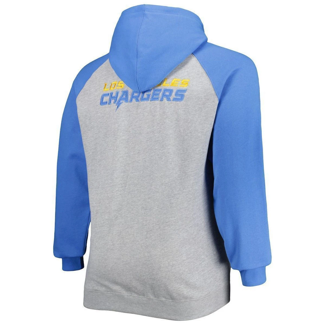 Profile Men's Heather Gray Los Angeles Chargers Big & Tall Fleece Raglan Full-Zip Hoodie Jacket 6 Profile Men's Heather Gray Los Angeles Chargers Big & Tall Fleece Raglan Full-Zip Hoodie Jacket - Image 4